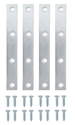 Diall Zinc-Plated Steel Mending Plate (L)125Mm (W)16.2Mm (T)1.5Mm, Pack Of 4
