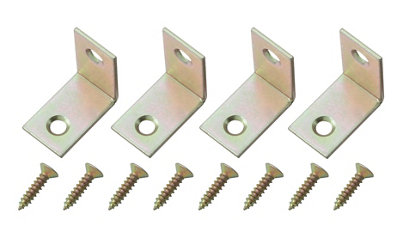 B&Q Yellow Zinc-Plated Mild Steel Corner Bracket (H)1.5Mm (W)26.5Mm (L)25Mm, Pack Of 4