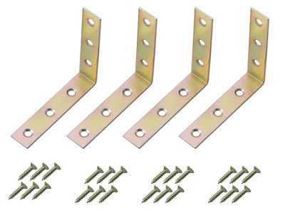 B&Q Yellow Zinc-Plated Mild Steel Corner Bracket (H)1.5Mm (W)76.5Mm (L)75Mm, Pack Of 4