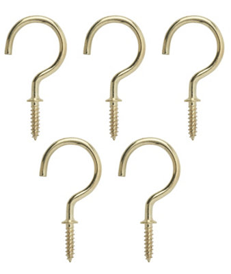 Diall Brass-Plated Medium Cup Hook (L)38.5Mm, Pack Of 25