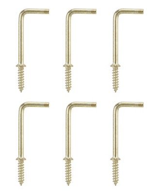 Diall Brass-Plated Large Cup Hook (L)54.5Mm, Pack Of 6