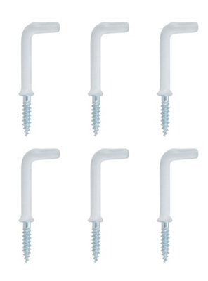 Diall White Medium Cup Hook (L)39.5Mm, Pack Of 6