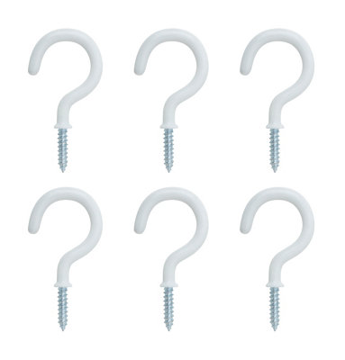 Diall White Extra Large Cup Hook (L)56Mm, Pack Of 6