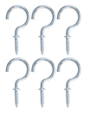 Diall Zinc-Plated Large Cup Hook (L)46Mm, Pack Of 6