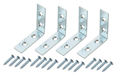 Diall Zinc-Plated Mild Steel Corner Bracket (H)1.5Mm (W)50.5Mm (L)50Mm, Pack Of 4