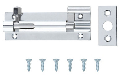 Smith & Locke Chrome-Plated Silver Brass Barrel Door Bolt N238 (L)76Mm (W)25Mm