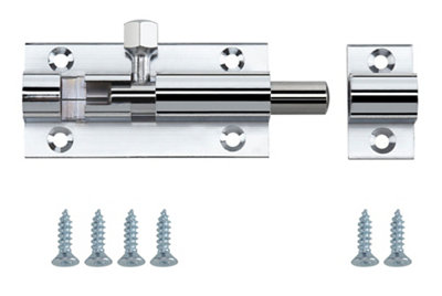 Smith & Locke Chrome-Plated Silver Brass Barrel Door Bolt N234 (L)50Mm (W)25Mm