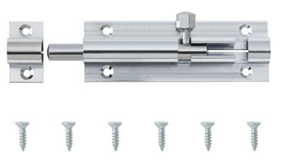 Smith & Locke Chrome-Plated Silver Brass Barrel Door Bolt N235 (L)76Mm (W)25Mm