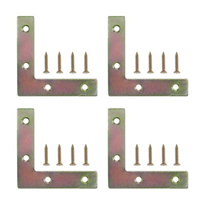 B&Q Gold Effect Steel Corner Plate (L)75Mm (W)75Mm, Pack Of 4