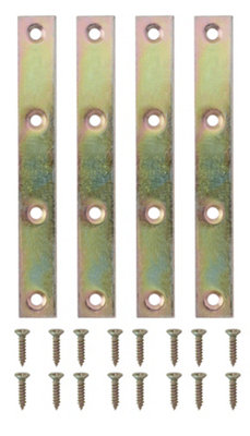 B&Q Yellow Zinc-Plated Steel Mending Plate (L)125Mm (W)16.2Mm (T)1.5Mm, Pack Of 4