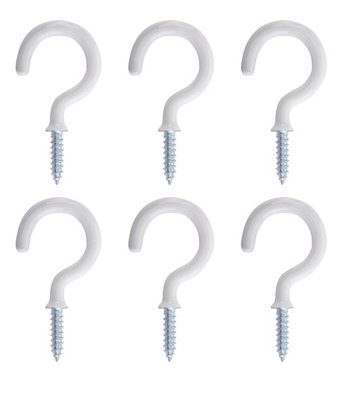 Diall White Large Cup Hook (L)46.5Mm, Pack Of 6