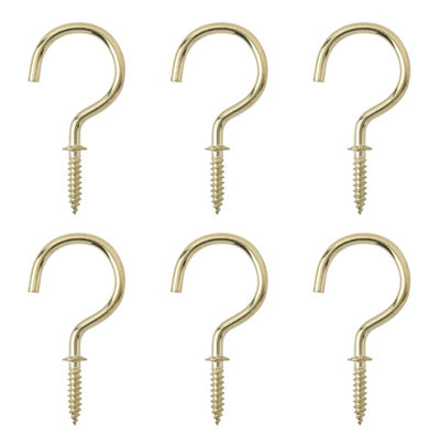 Diall Brass-Plated Large Cup Hook (L)46.5Mm, Pack Of 6