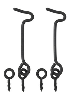 Diall Black Metal Gate Hook & Eye (L)75Mm, Pack Of 2
