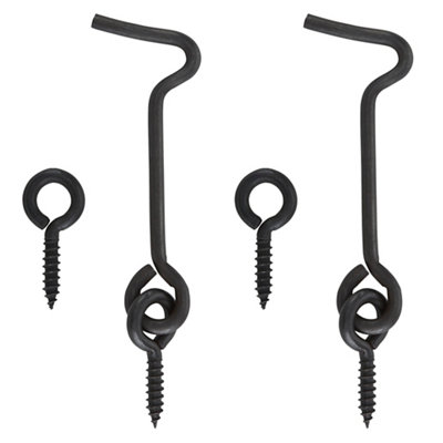 Diall Black Metal Gate Hook & Eye (L)50Mm, Pack Of 2