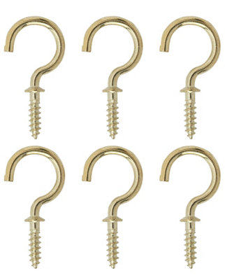 Diall Brass-Plated Small Cup Hook (L)30Mm, Pack Of 6
