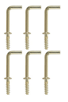 Diall Brass-Plated Small Square Cup Hook (L)30Mm, Pack Of 6
