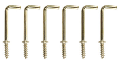 Diall Brass-Plated Medium Square Cup Hook (L)38.5Mm, Pack Of 6