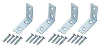 Diall Zinc-Plated Mild Steel Corner Bracket (H)1.5Mm (W)41.5Mm (L)40Mm, Pack Of 4