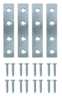 Diall Zinc-Plated Steel Mending Plate (L)75Mm (W)16Mm (T)2Mm, Pack Of 4