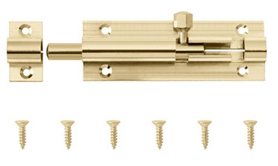 B&Q Gold Brass Barrel Door Bolt N233 (L)76Mm (W)25Mm