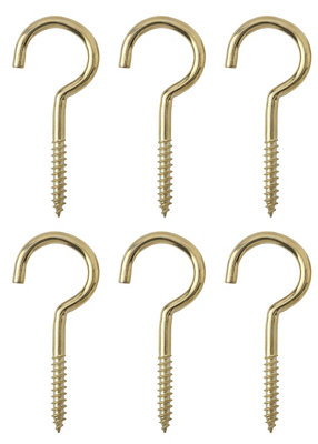Diall Brass-Plated Small Cup Hook (L)48Mm, Pack Of 6