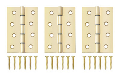 B&Q Brass Effect Metal Butt Door Hinge N428 (L)100Mm (W)100Mm, Pack Of 3