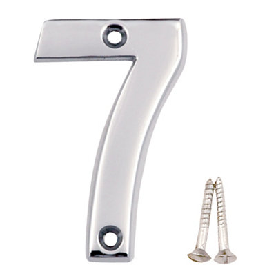 B&Q Polished Chrome Effect Brass House Number 7, (H)75Mm (W)48Mm