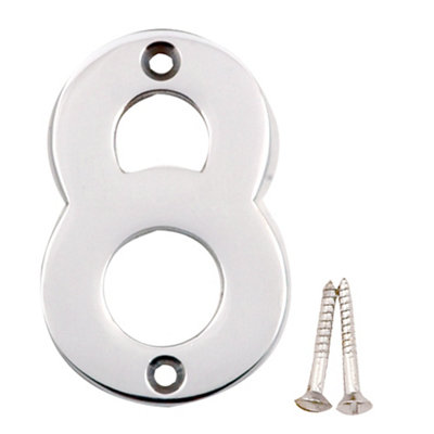 B&Q Polished Chrome Effect Brass House Number 8, (H)75Mm (W)48Mm