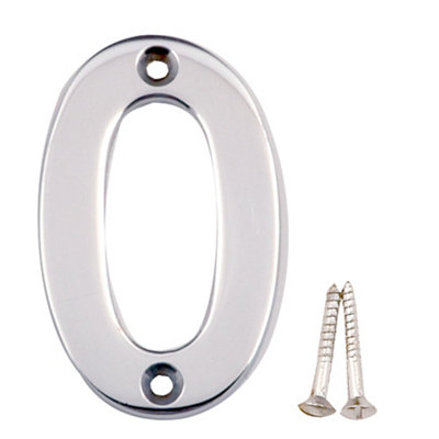 B&Q Polished Chrome Effect Brass House Number 0, (H)75Mm (W)48Mm