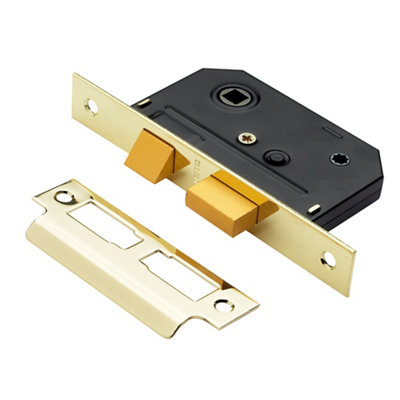 B&Q Polished Brass Effect Metal Bathroom Mortice Latch