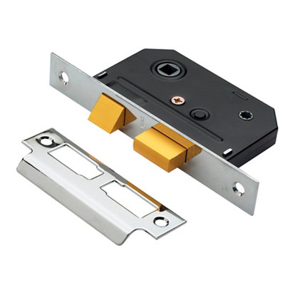 B&Q Polished Chrome Effect Metal Bathroom Mortice Latch