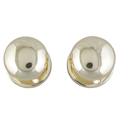 B&Q Polished Brass Effect Zamak Round Door Knob (Dia)59Mm, Pair