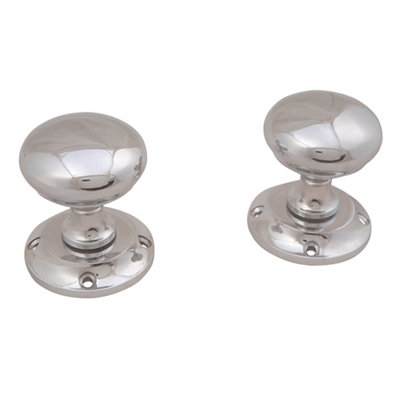 B&Q Polished Chrome Effect Zamak Round 29Mm Spindle Door Knob (Dia)54Mm, Pair