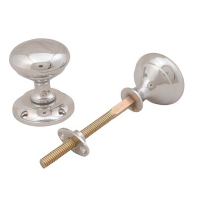B&Q Polished Chrome Effect Zamak Round 32Mm Spindle Door Knob (Dia)54Mm, Pair