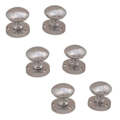 B&Q Polished Chrome Effect Zamak Round Internal Door Knob (Dia)54Mm, Pack Of 3