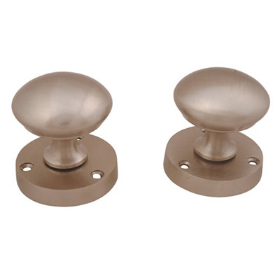 B&Q Satin Nickel Effect Zamak Round Door Knob (Dia)53Mm, Pair