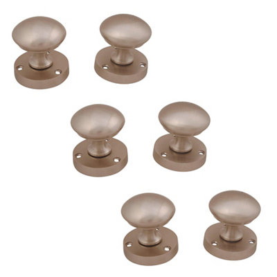 B&Q Satin Nickel Effect Zamak Round Door Knob (Dia)54Mm, Set Of 3