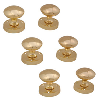 B&Q Brass Effect Zamac Round Internal Door Knob (Dia)54Mm, Pack Of 3