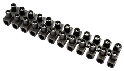 B&Q 12 Way 15A Plastic Black Earth Terminal Block, Pack Of 5