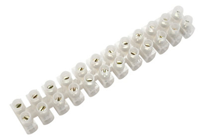 B&Q 12 Way 30A Plastic White Earth Terminal Block, Pack Of 5