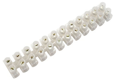 B&Q 12 Way 3A Plastic White Earth Terminal Block, Pack Of 10