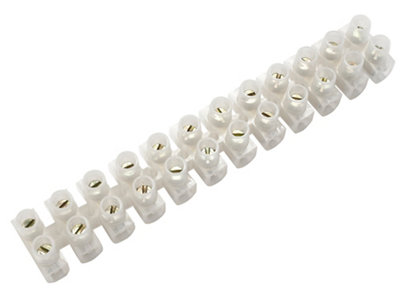 B&Q 12 Way 5A Plastic White Earth Terminal Block, Pack Of 10