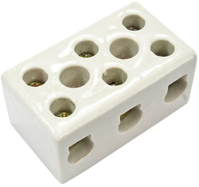 B&Q 3 Way 30A Porcelain White Earth Terminal Block