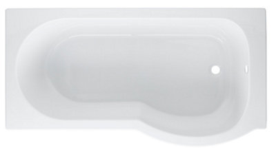 Cooke & Lewis Adelphi White Curved Acrylic P-Shaped Right-Handed Shower Bath (L)1495Mm (W)800Mm