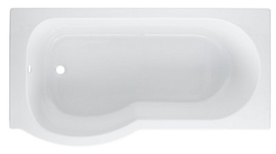 Cooke & Lewis White Adelphi Curved Acrylic P-Shaped Left-Handed Shower Bath (L)1495Mm (W)800Mm