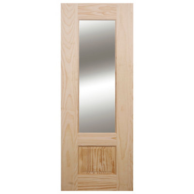 Fortia 2 Panel Clear Glazed Contemporary Pine Veneer Internal Clear Pine Door, (H)1981Mm (W)838Mm (T)35Mm