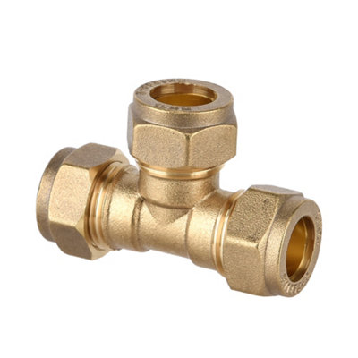 Plumbsure Brass Compression Equal Tee (Dia) 15Mm X 15Mm X 15Mm, Pack Of 10