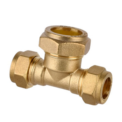Plumbsure Brass Compression Reducing Tee (Dia) 15Mm X 15Mm X 22Mm
