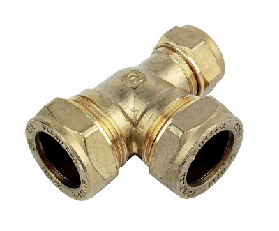 Plumbsure Brass Compression Reducing Tee (Dia) 22Mm X 15Mm X 22Mm