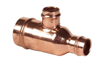 Plumbsure Copper Solder Ring Reducing Tee (Dia) 22Mm X 15Mm X 15Mm
